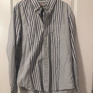 J. Crew Men's Blue and White Striped Shirt
